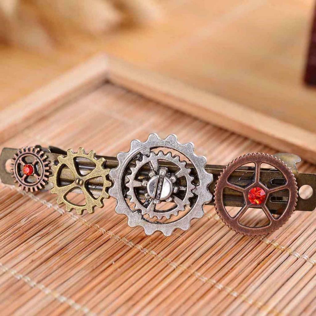 Retro Steampunk Gears Clock Hairpin Barrette Barrette Costume Accessory