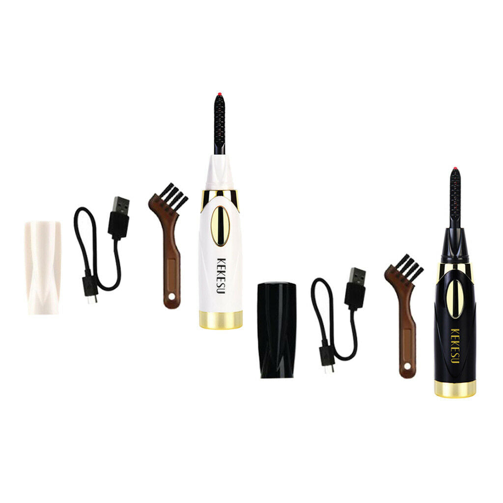 2pcs Portable Electric Heated Eyelash Curler Pen Eyelash Brush Make Up Tool