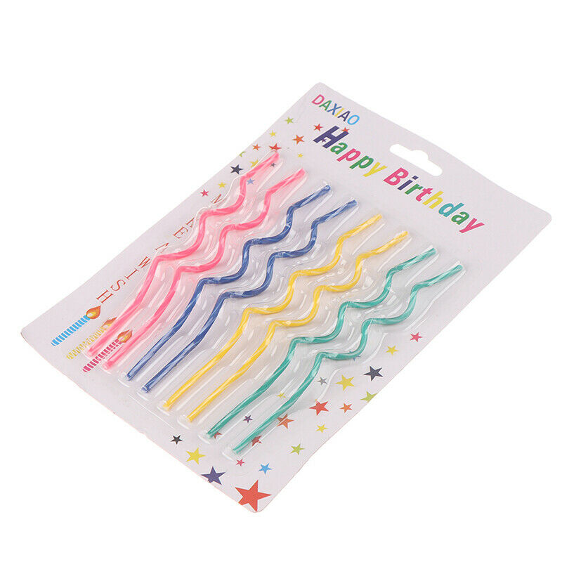 8pcs/set Long curve cake candles mix color birthday wedding party suppli.l8
