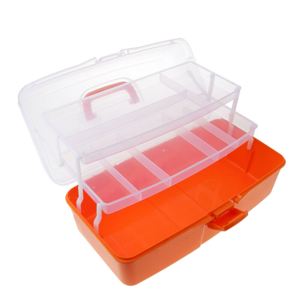 3 Tier Large Plastic Storage Box Case Nail Art Craft Makeup Organizer Orange