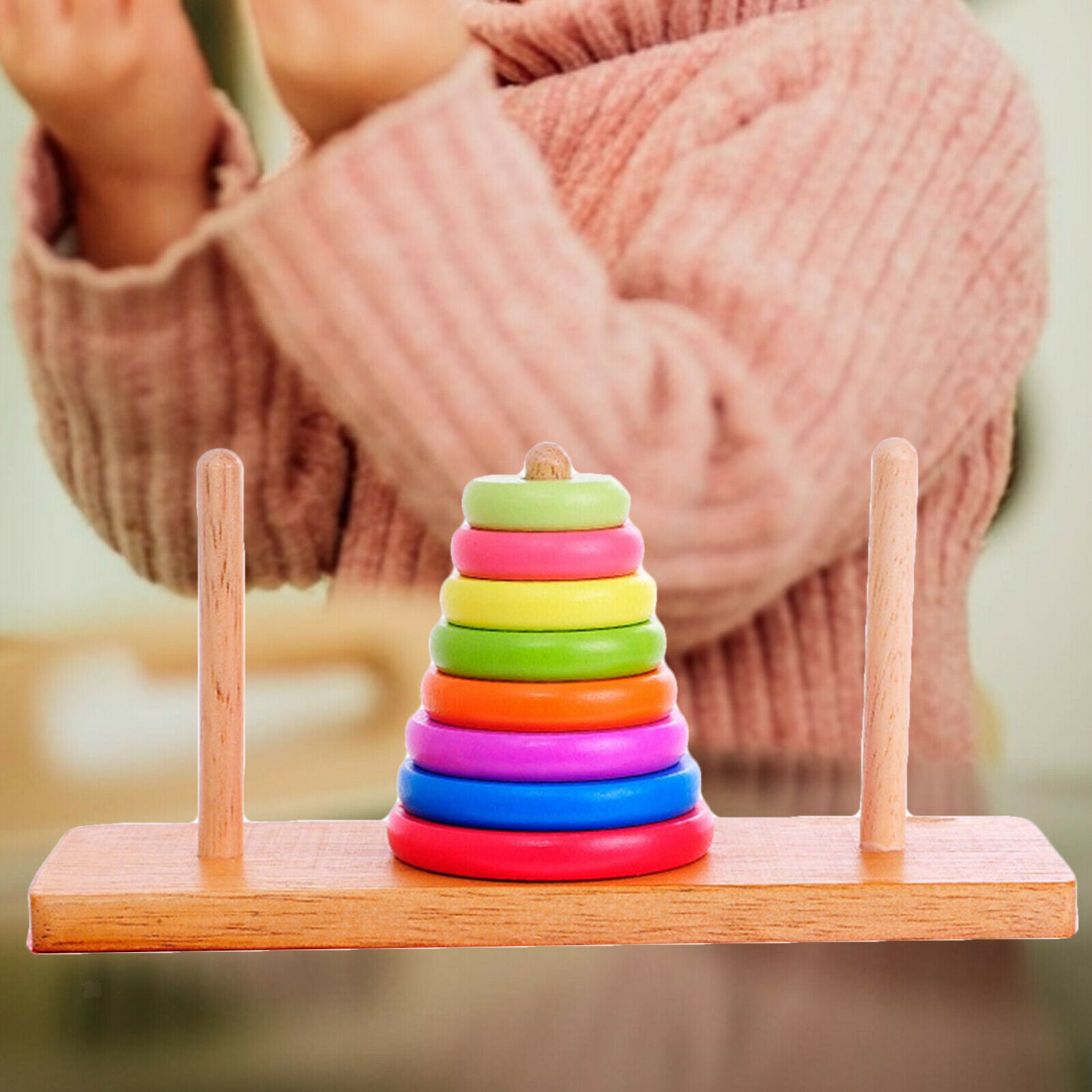 Rainbow Stacking Loop Tower Stapelring Blocks Teaching Aids Development Game