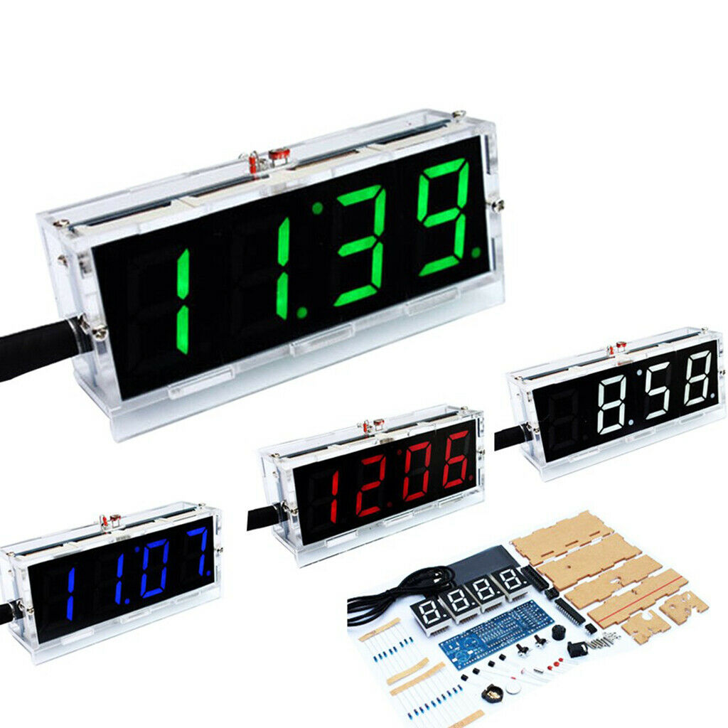 Digital 4 Bits Electronic Clock DIY Kit LED Display Suite Electronic Green