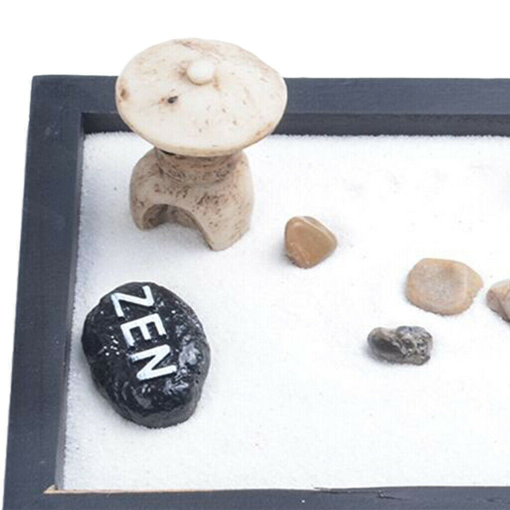 Chinese Traditional Zen Garden Candle Incense Holder White Sand and Rake