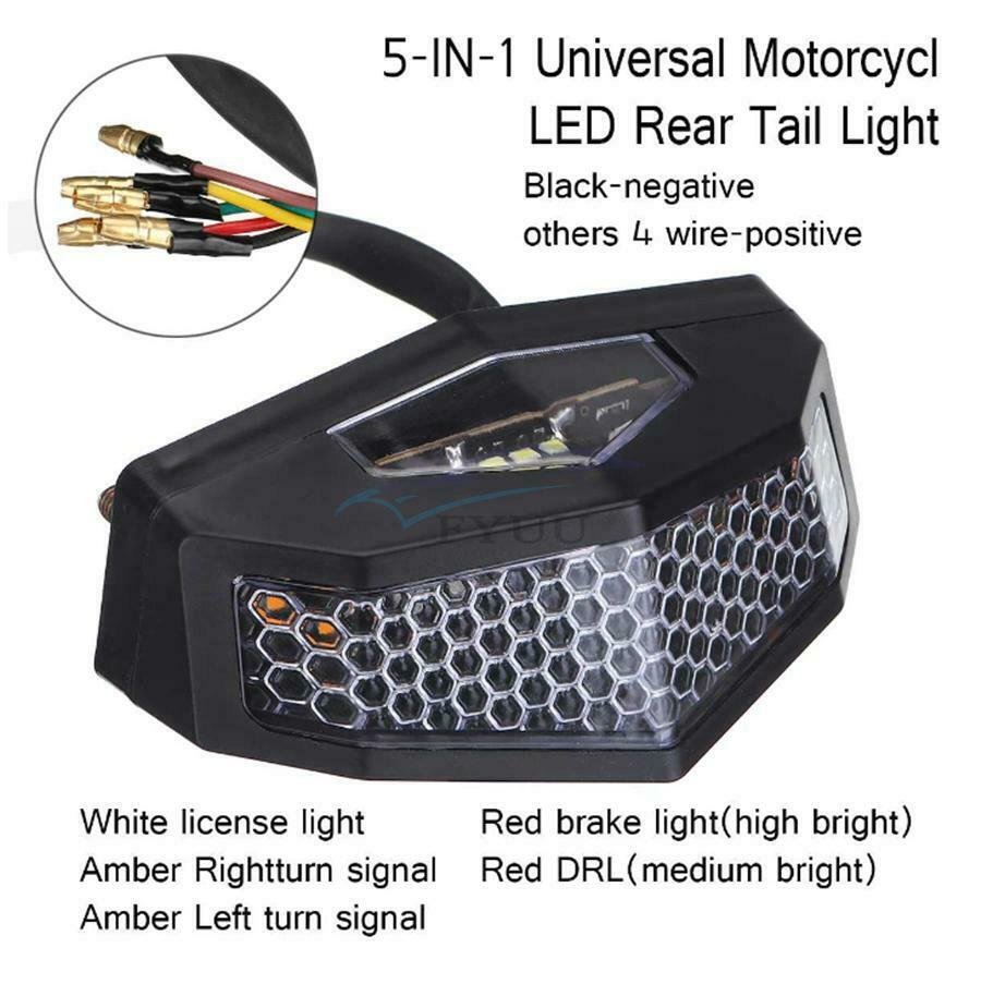 12V 5 in 1 Universal Motorcycle ATV LED Rear Tail Light Brake Turn Indicator