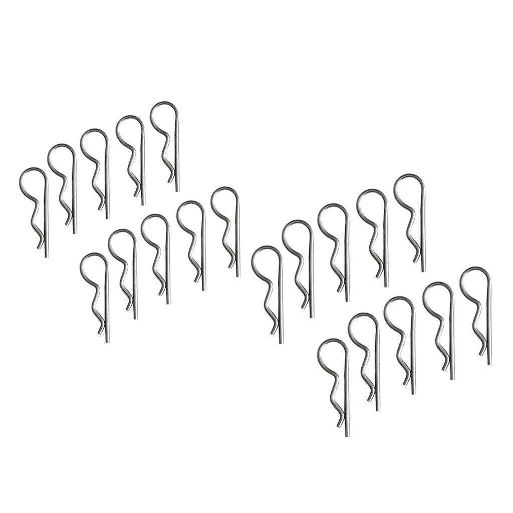 20 Pieces Stainless Steel R Clip Clevis Pin Shaft 1.8mm 2mm Heavy Duty Retaining