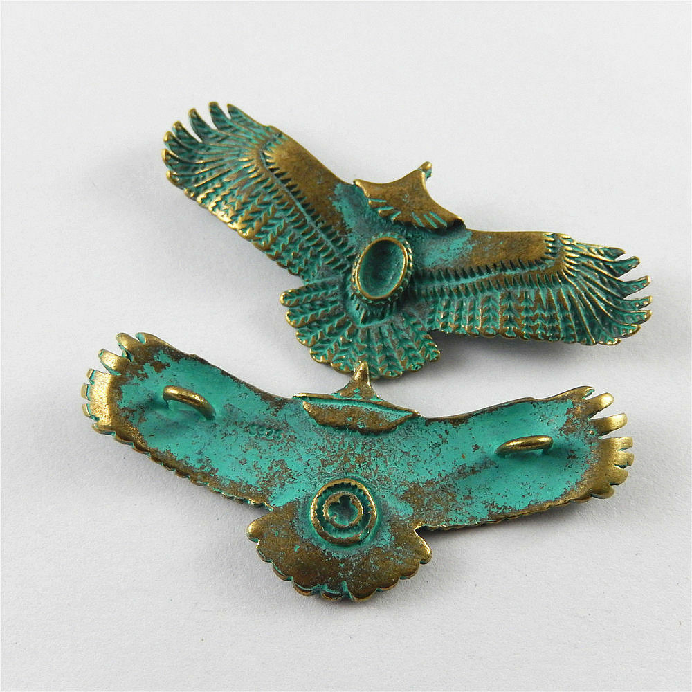 5 pcs Antiqued Copper Green Eagle Charms Pendant Crafts 55x24mm 52285