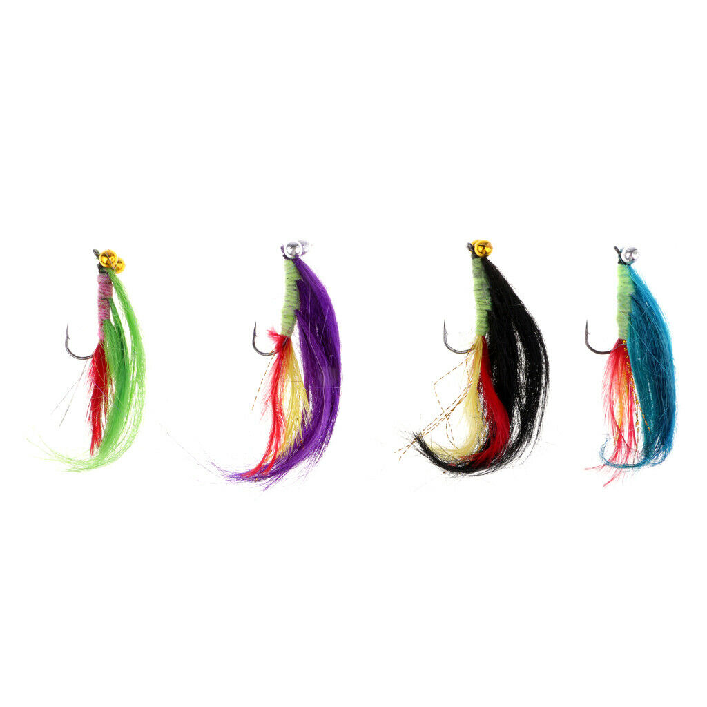 4pcs Fly Hooks Long Tail Streamer Minnow Fishing Flies Fly Fishing Lures Set