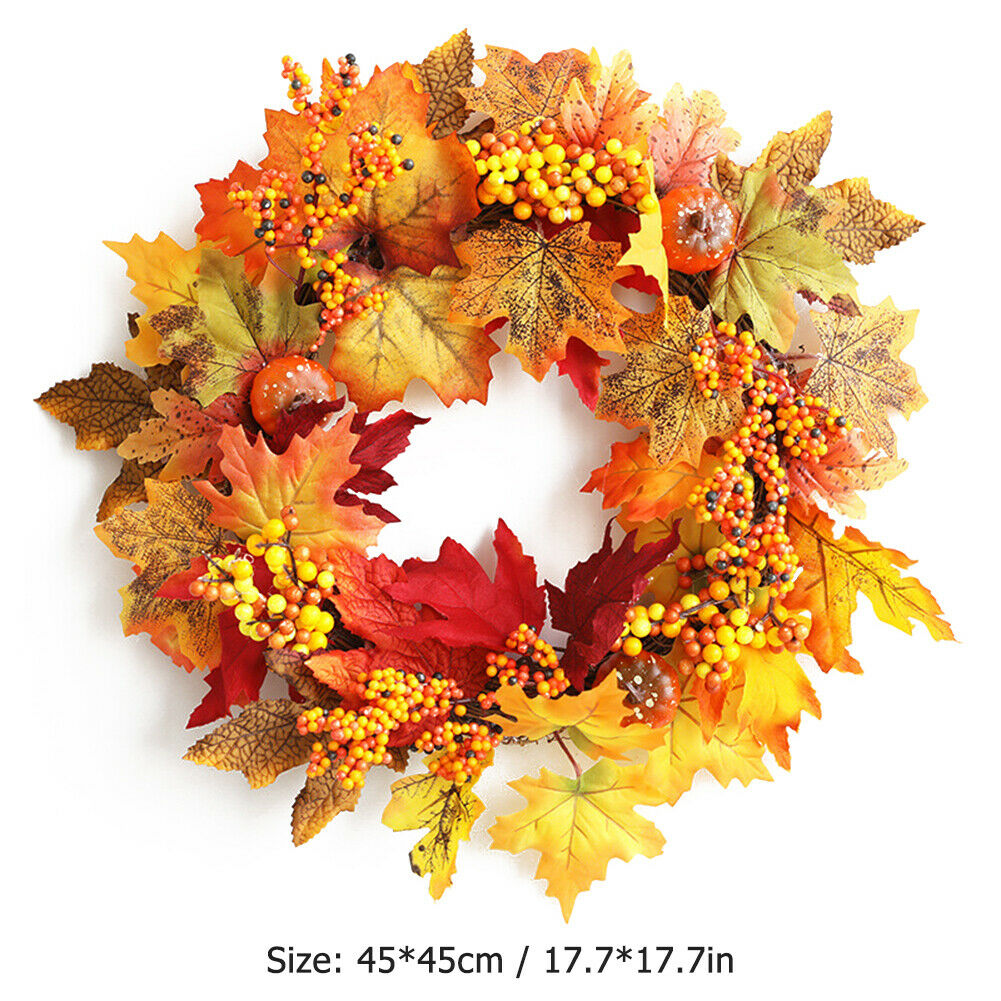 Halloween Maple Leaf Wreath Door Decor Hanging Pendant Simulation Garland @