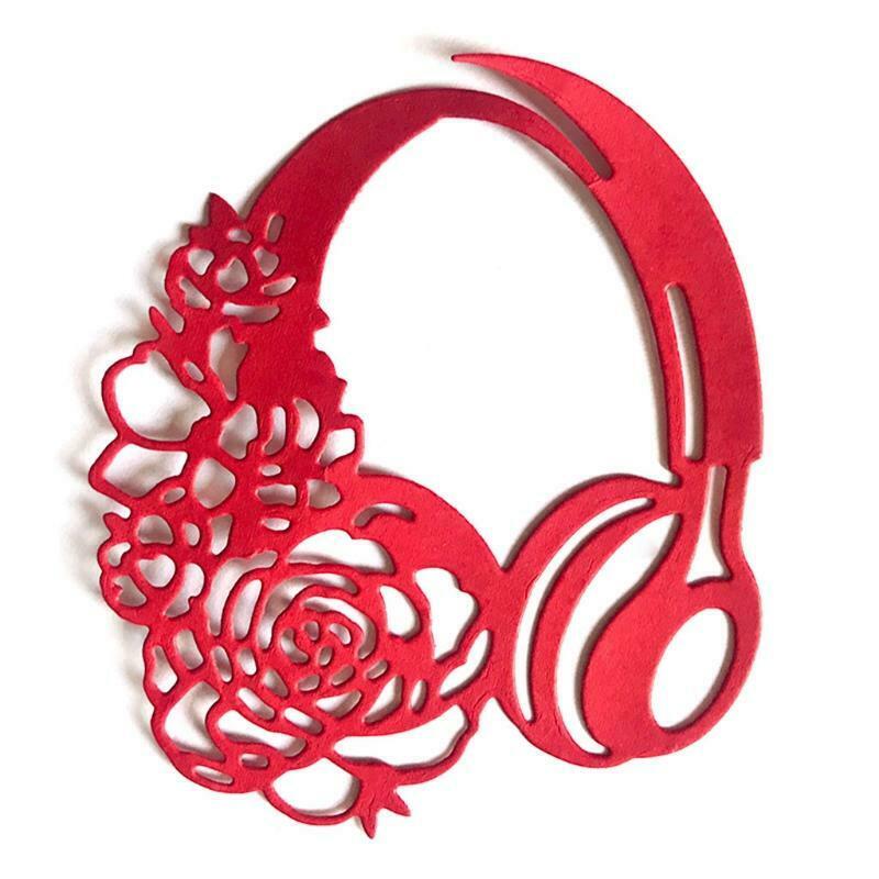 Headphone Flower Metal Cutting Dies Stencil DIY Scrapbooking Album Paper Card