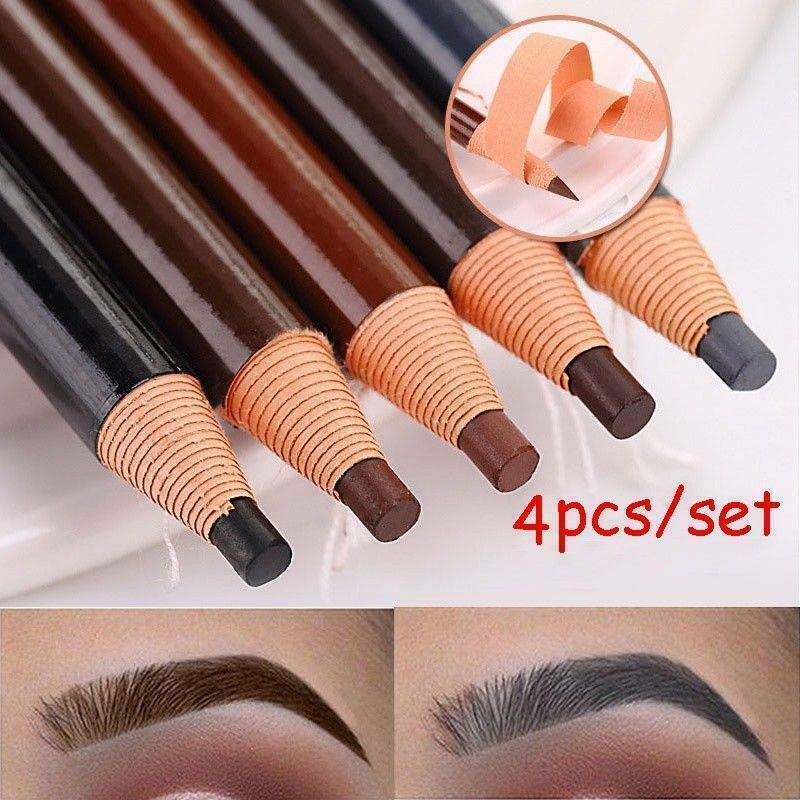 4Pcs Eyebrow Pencil Microblading Outlining Marking Pen Brow Liner Peel-Off Kit