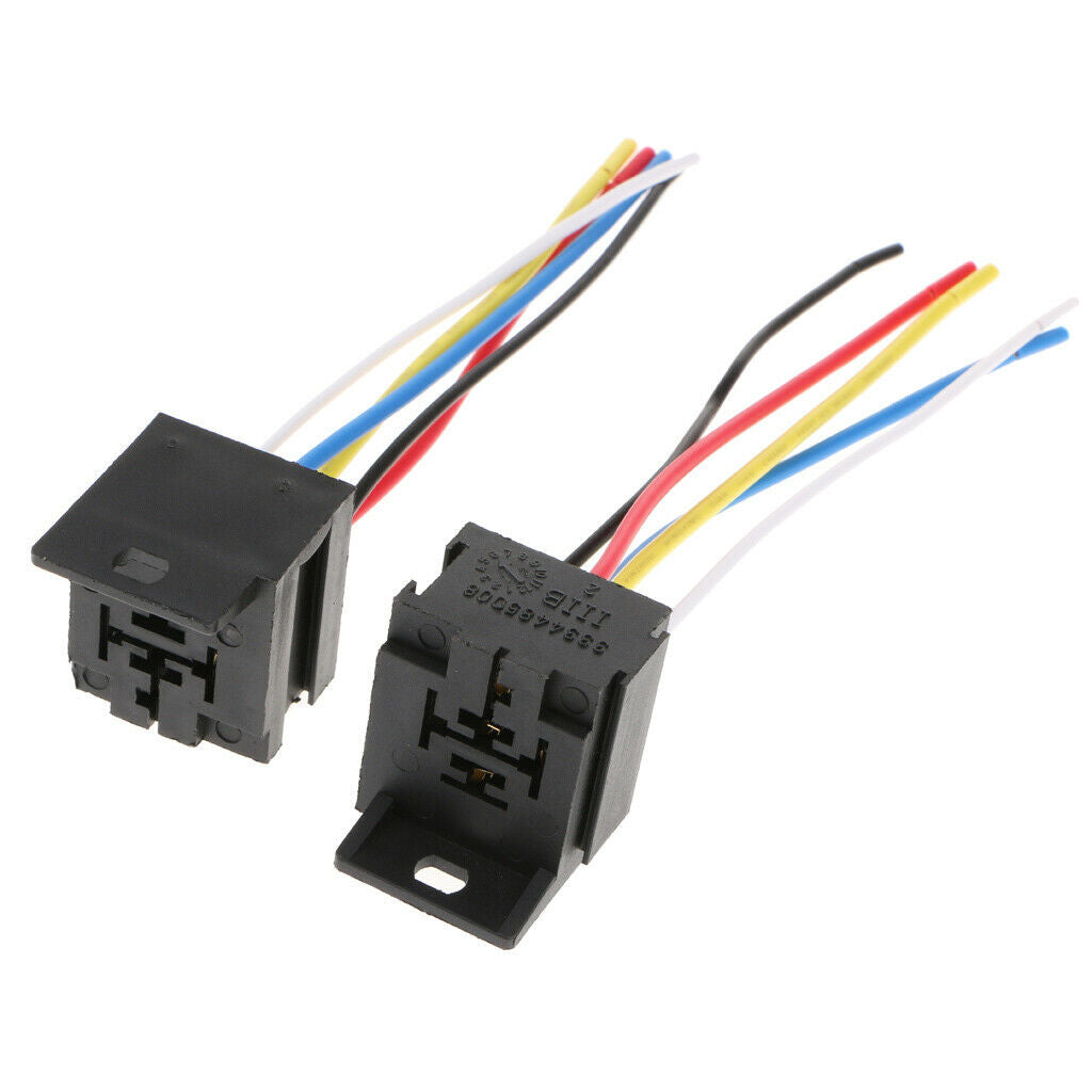 3 Pieces Prewired 5 Pin Automotive Relay Plastic Back Socket  40A