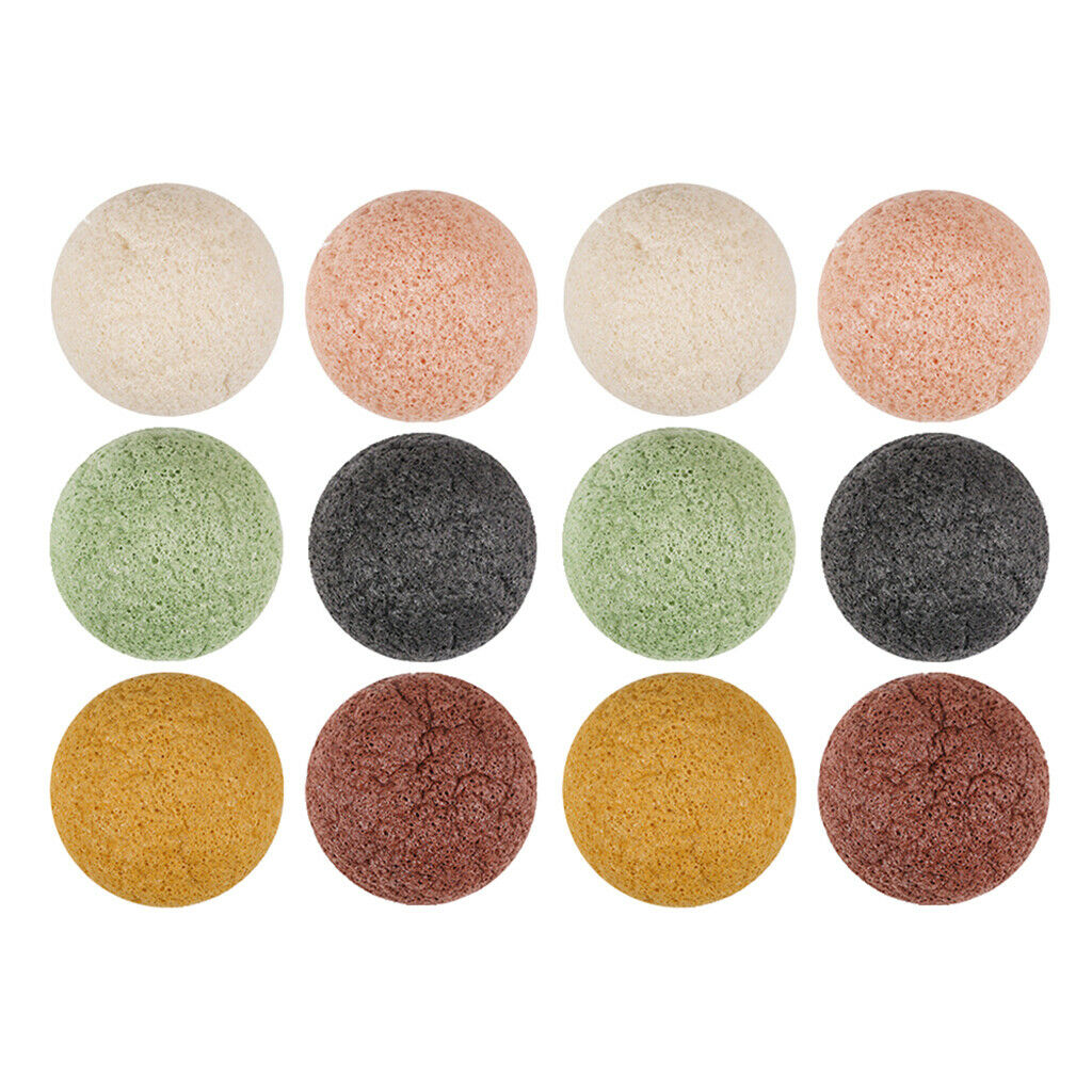 12Pieces Konjac Cleaning Sponge Puff Exfoliating Facial Sponge fo Deep Clean
