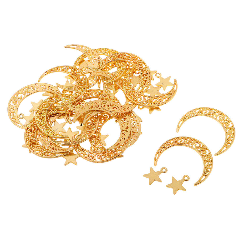50Pcs Jewelry Making Charms Moon Stars Pendant DIY Necklace Bracelet Earring