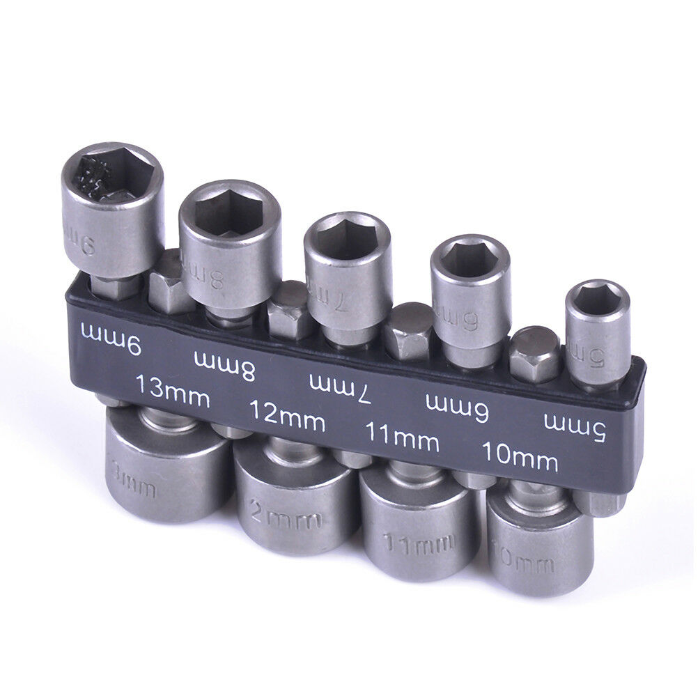 5-13mm steel power nut driver drill bit set 1/4" hex shank metric socket wren Kt