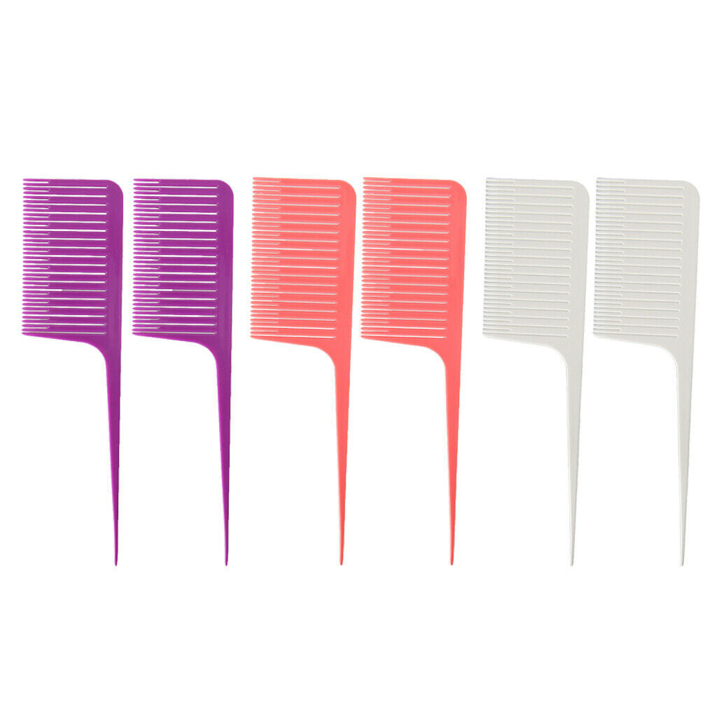 6pcs Weaving Highlighting Foiling Hair Comb for Salon Combs Tool Rat Tail