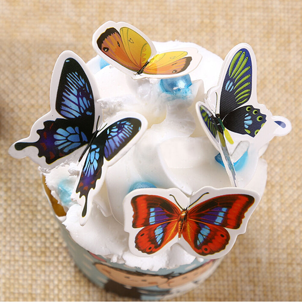 50x Butterflies Wedding Birthday Wafer Paper Cupcake Cake Toppers SE.l8