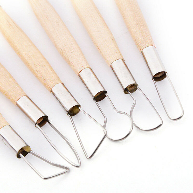 6PCS Wood Handle Wax Pottery Clay Modeling Sculpture Carving Tool DIYCraf.l8