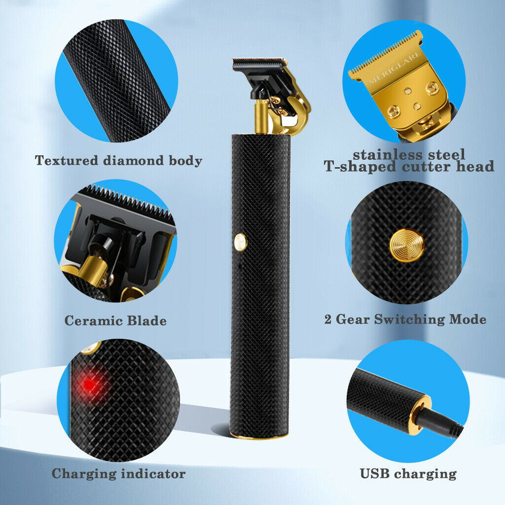2Pcs Professional Mens Electric Hair Clipper 2-Speed Cordless Trimmer Set