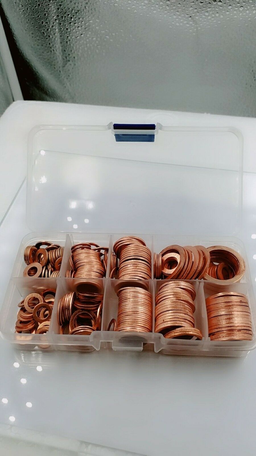 280Pcs Kit 12 Sizes Assorted Solid Copper Crush Washers Seal Flat Ring With Box