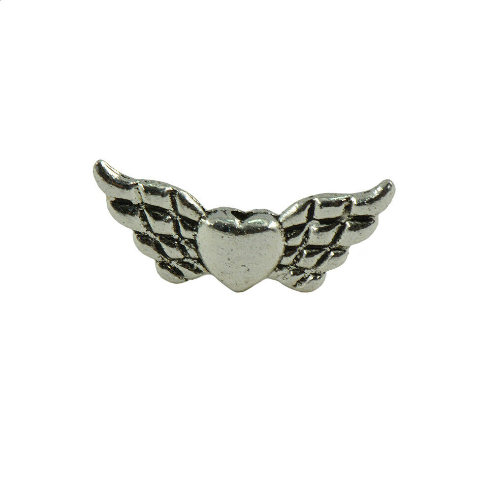 100pcs Retro Love Heart Angel Wings Charm Pendant Jewelry Finding DIY Beads