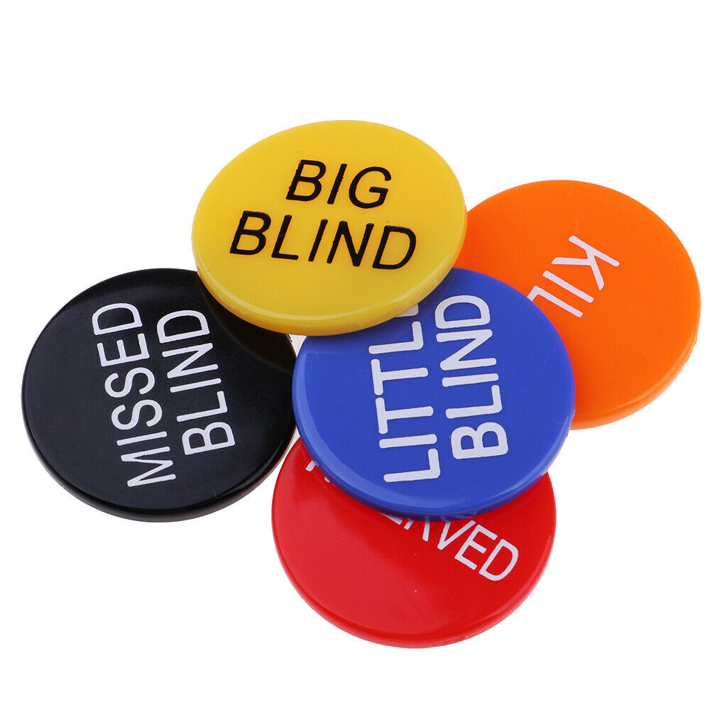 5 pieces double-sided poker button, dealer / big blind / small blind / RESERVED
