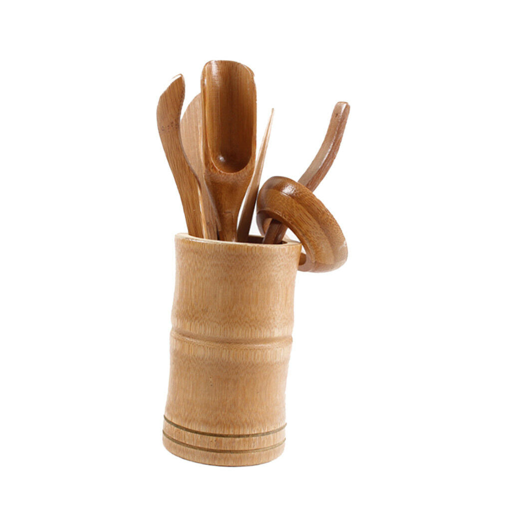 6 Pieces Bamboo Chinese Gongfu Tea Ceremony Utensils Scoop Needle Tools Set