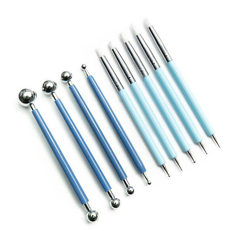 9Pcs Double Head Modelling Ball Sticks Clay Shaping Silicone Pen Nail Art TooI7