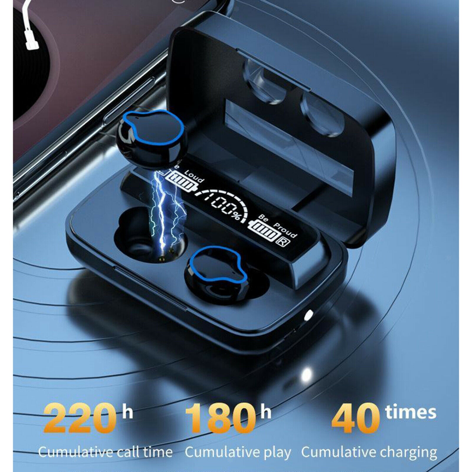 Invisible Wireless Earbud Earphones Touch Function Lightweight Stereo HiFi Sound