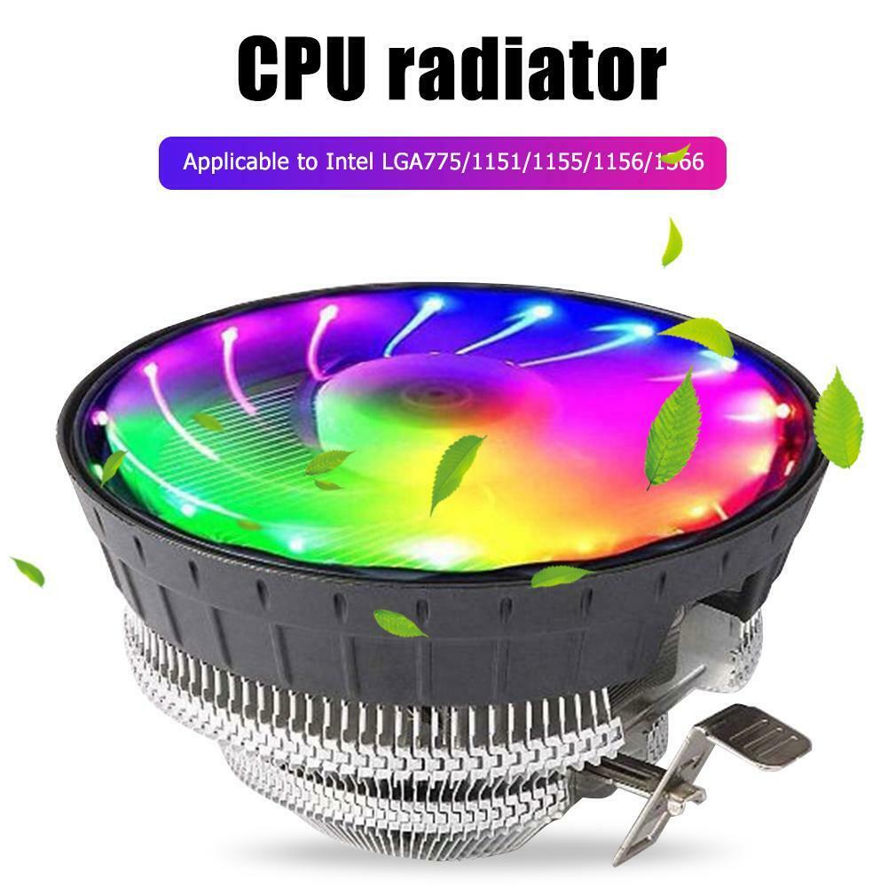 Wanjiafeng CPU Cooling Fan RGB Lighting 3 Pin Desktop Air Cooler Radiator @