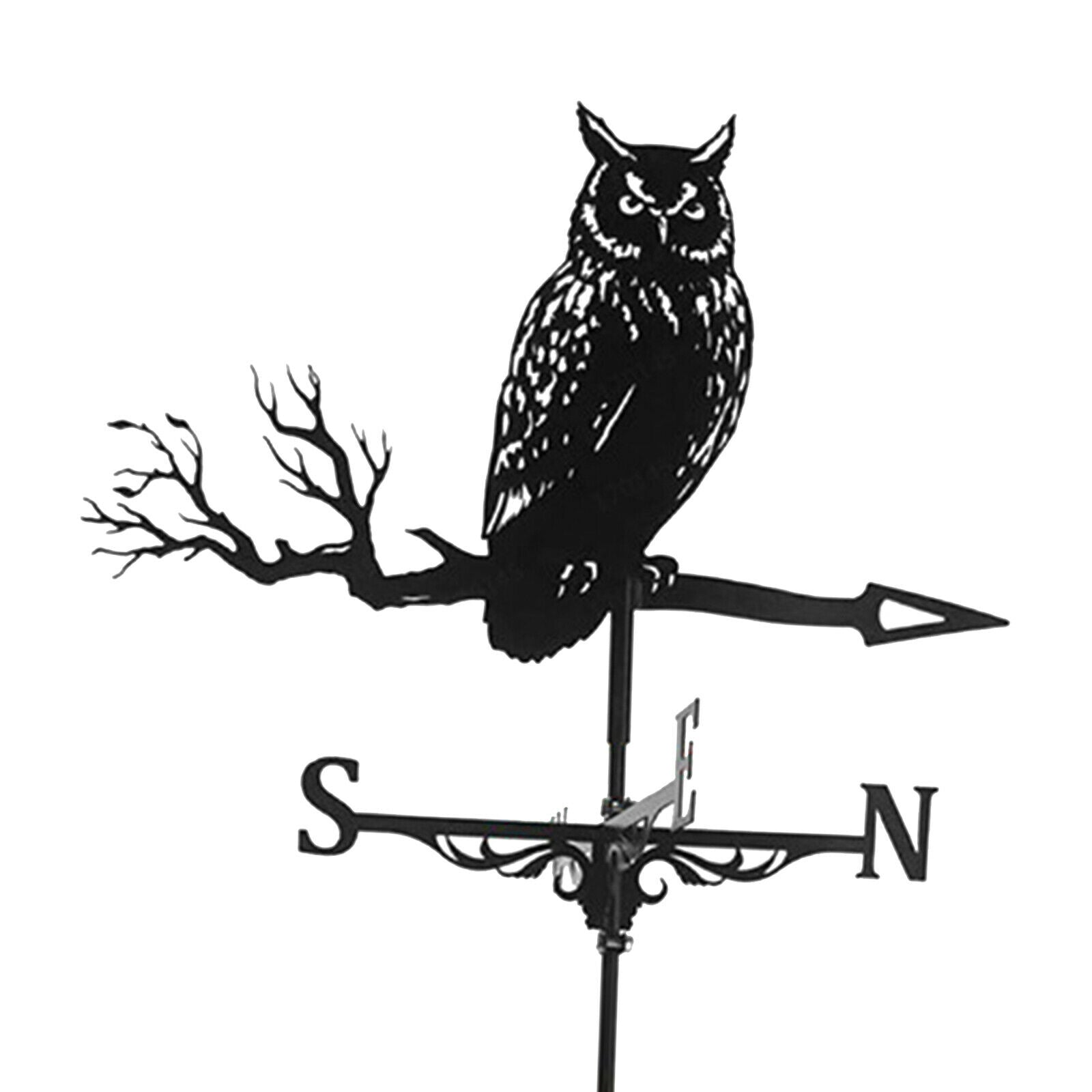 Metal Black Owl Weathervane Weather Vane Garden Farm Stake Crafts Ornament