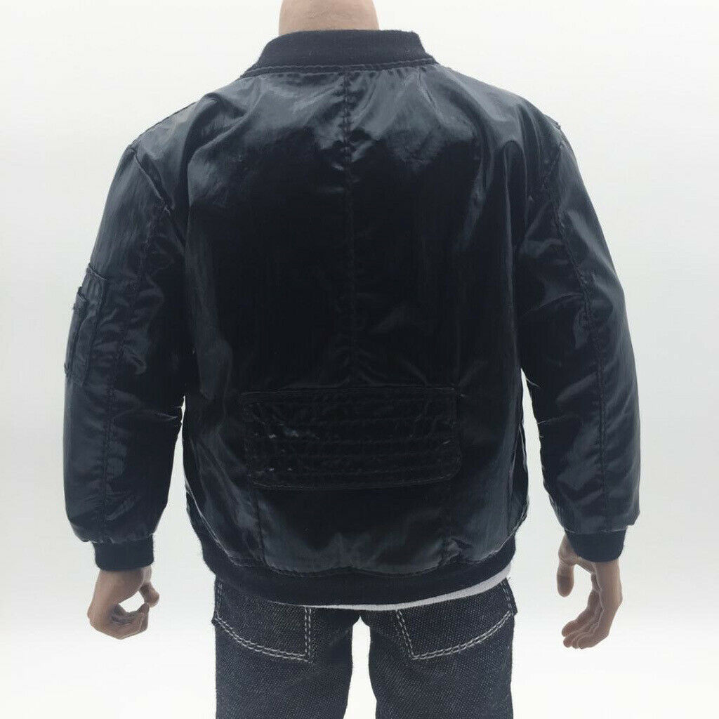 1/6 Scale Faux Leather Long Sleeve Jacket For 12'' Action Figures Black