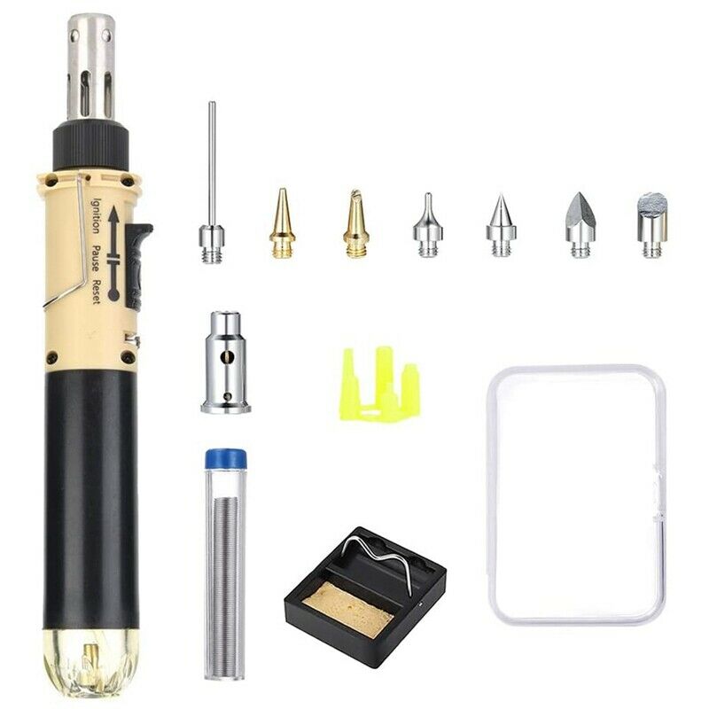 12 in 1 Butane Gas Solde Iron Kit Adjustable Flame Cordless Butane Powered SolL7