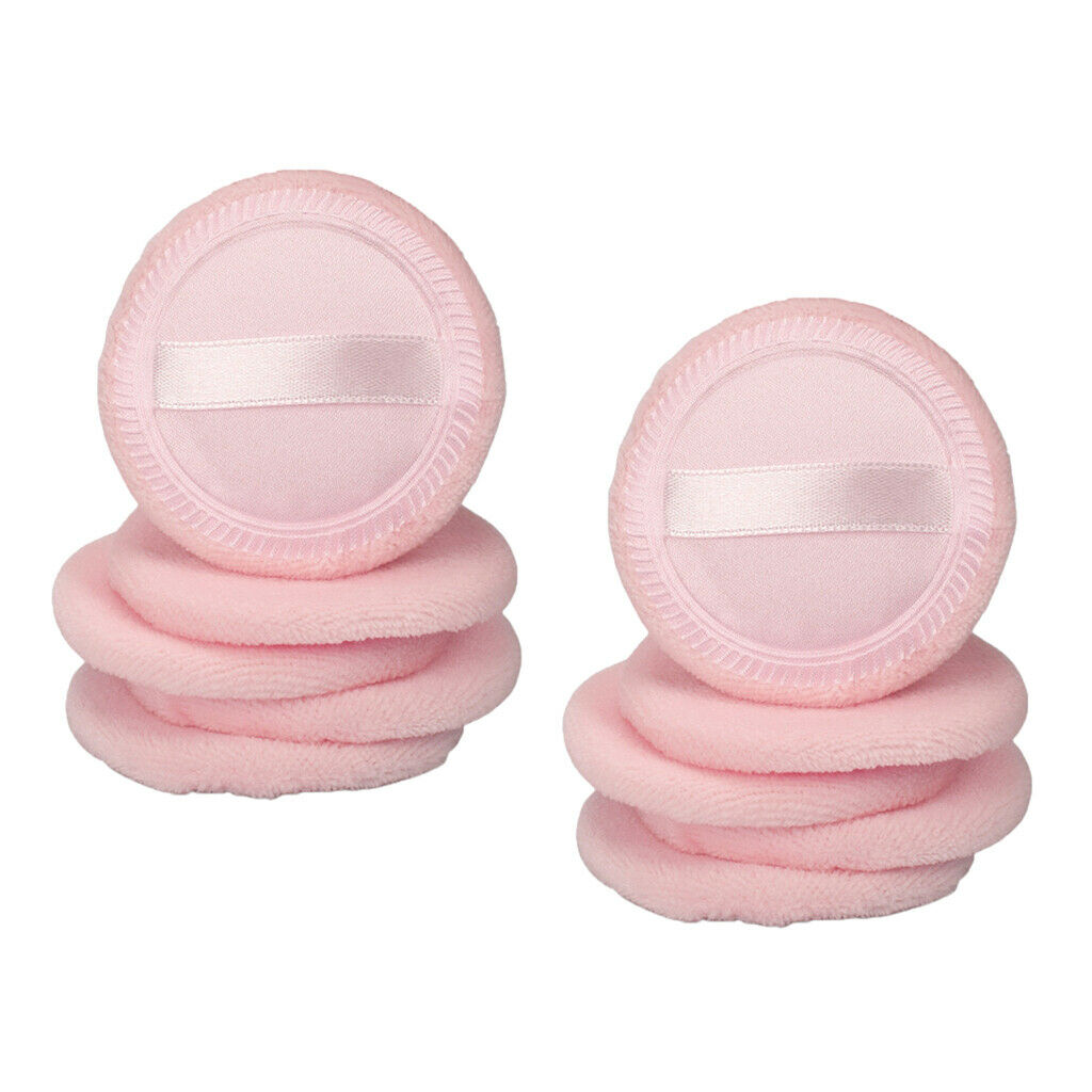 10 Soft Cotton Round Blusher Finished Body Powder Foundation Puff 2.3'' Pink