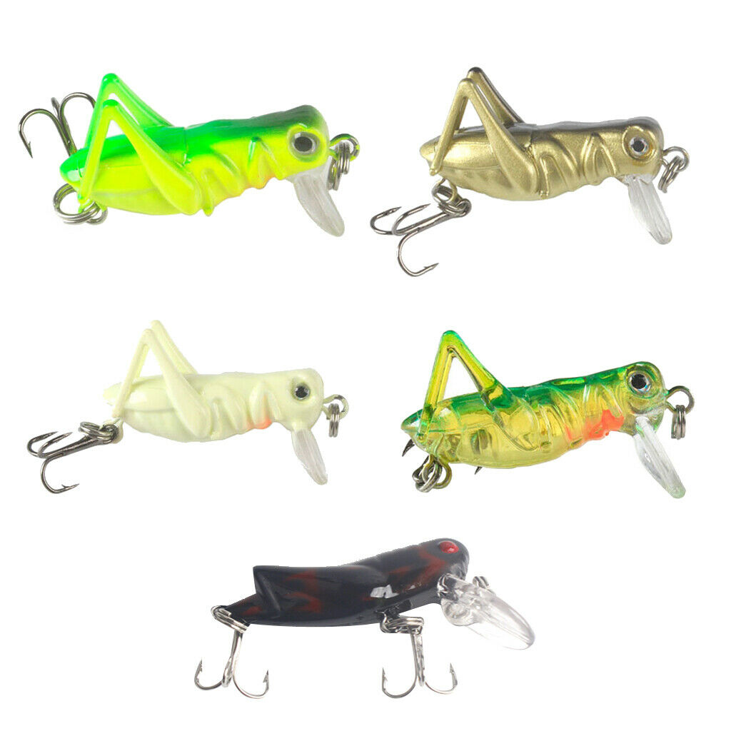 5Pcs Artificial Grasshoppers Insects Fishing Lures Hard Baits Crankbaits
