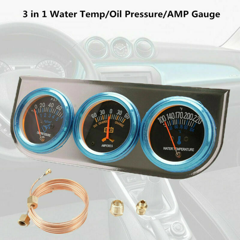 2'' Car AMP Gauge Meter Water Temp Oil Pressure 3in1 w/ Holder High Sensitivity