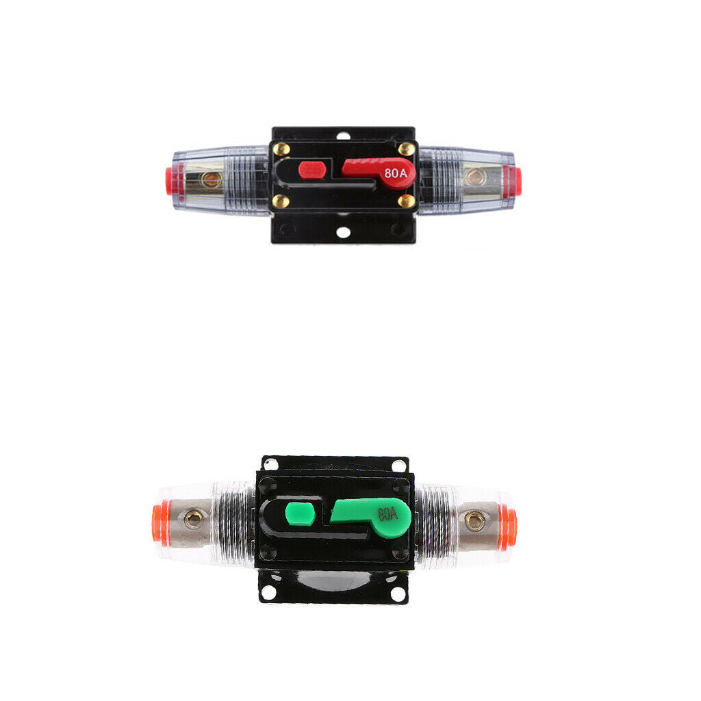 2x Circuit Breaker Fuse Stereo Audio 12V 24V 32V 80A For Car