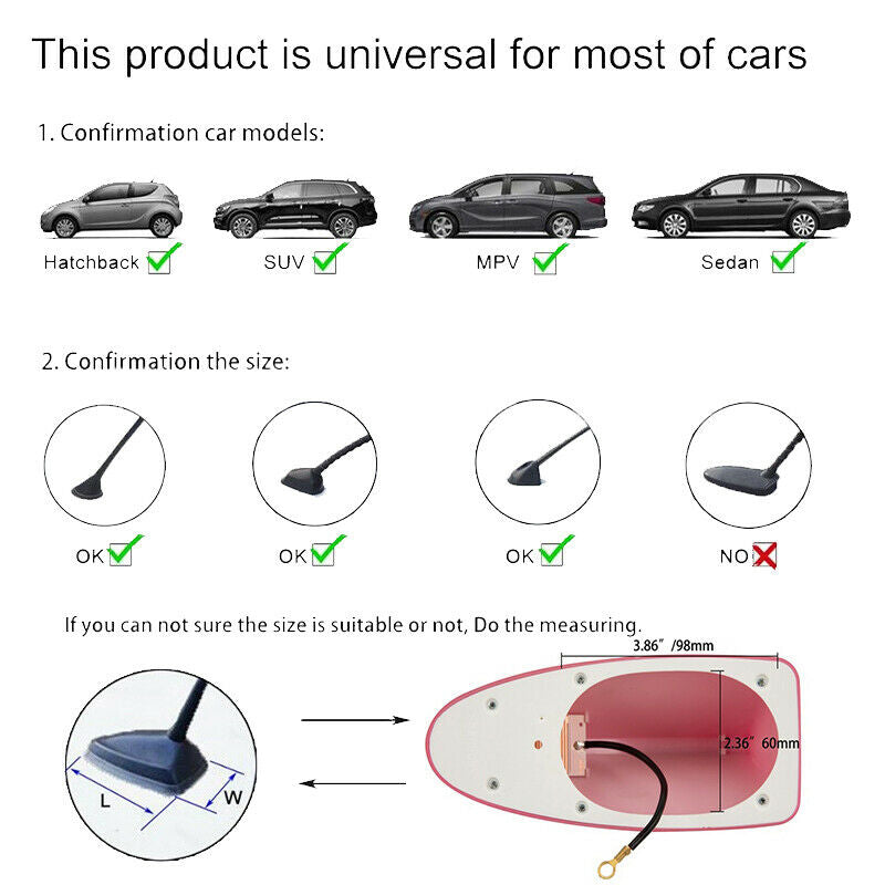 Car Truck Roof Aerial Cover FM/AM Radio Signal Grey Shark Fin Antenna Universal