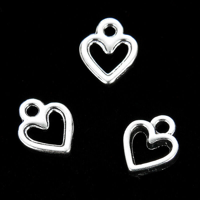10pc Tiny Alloy Love Heart Charms For Jewelry Accessories DIY Necklace Bracelets