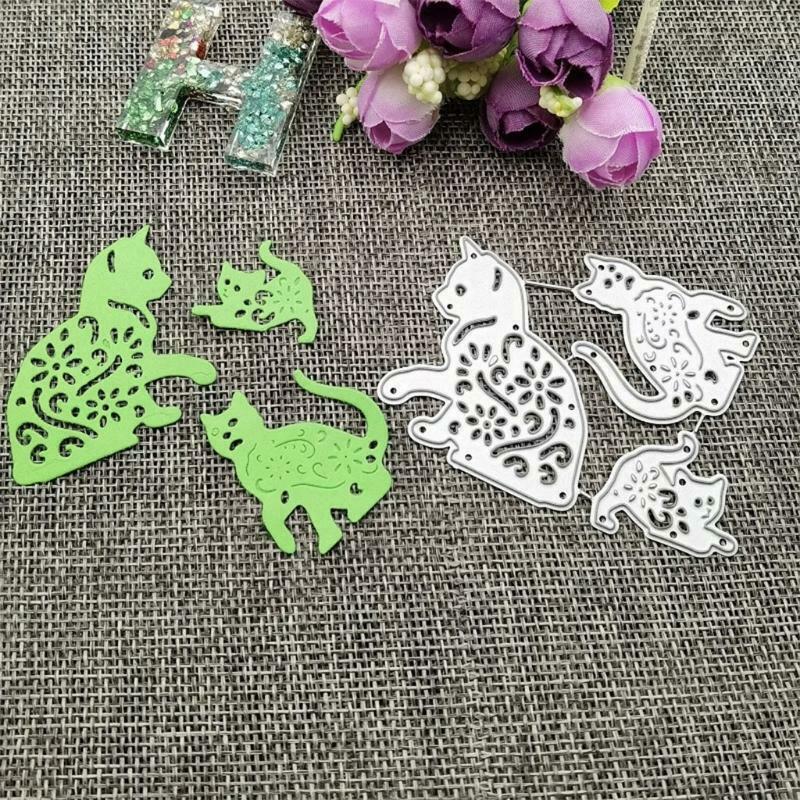 Playing Three Cats Carbon Steel Cutting Dies DIY Scrapbooking Photo Album Cards