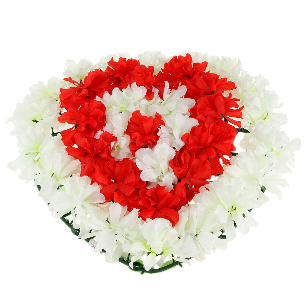 Artificial Heart Wreath Silk Chrysanthemum Funeral Cemetery Arrangements 2