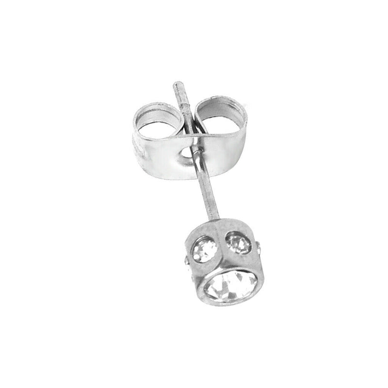 New Mens Earring Ear Stud Stainless Steel Diamante