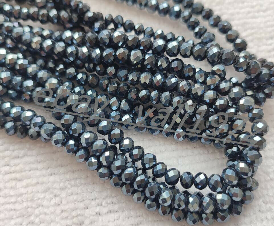 Wholesale 595pcs 3x4mm Black Faceted Crystal Rondelle Loose Beads