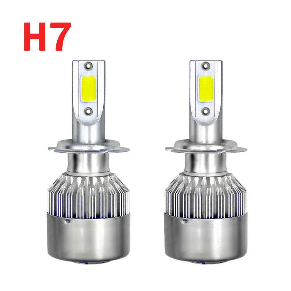 1Pair Car COB H7 C6 12000LM 72W LED Headlight Kit Hi/Lo Turbo Light 6000K Bulbs