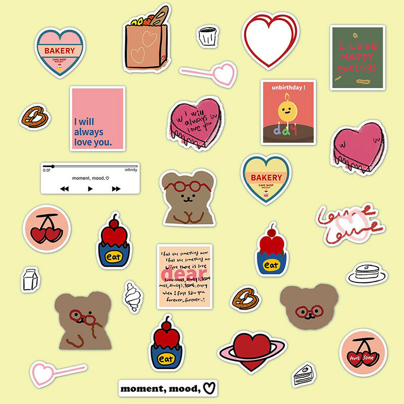 30PCS Series Bear Stickers Decoration Korea Style DIY Seamless Computer SticFCA