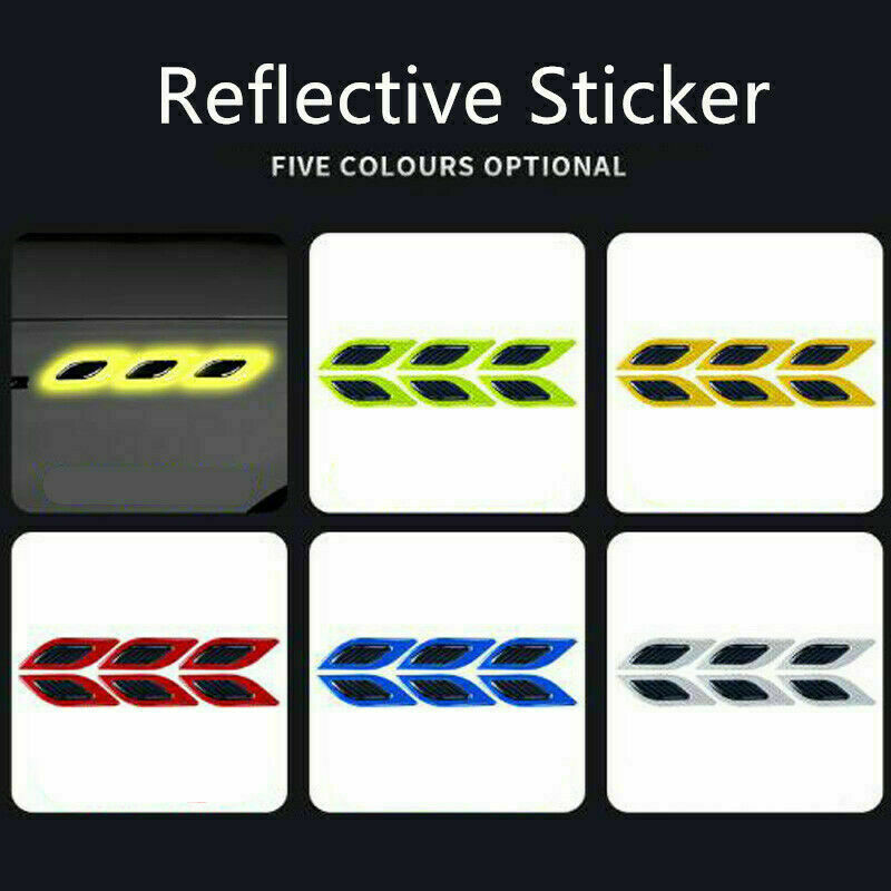 6x Blue Car Vent Edge Bumper Reflective Stickers Decals Carbon Fiber Patter