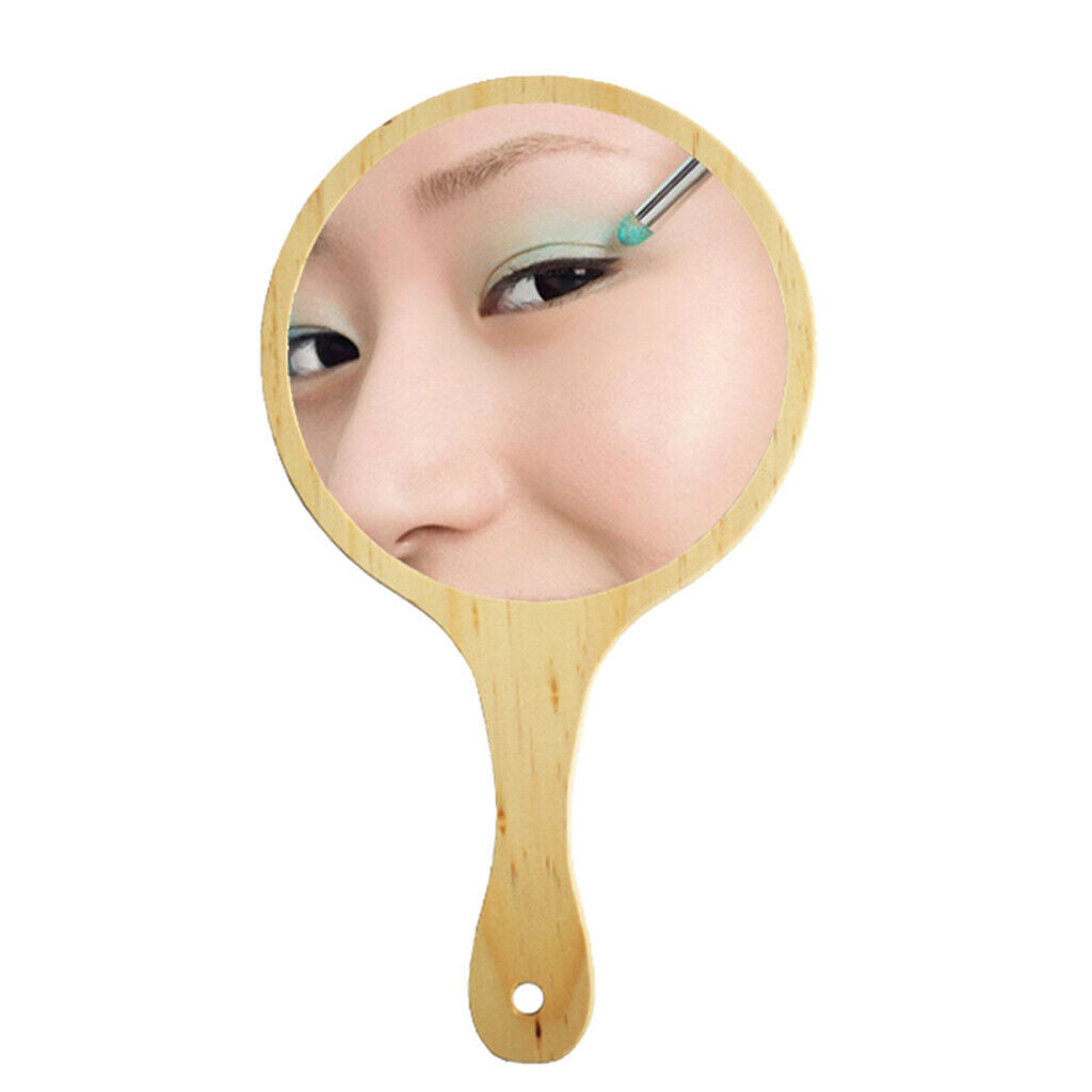 3Pcs Durable Wooden Hand Held Mirrors For Women Makeup Tattoo Beauty Shaving