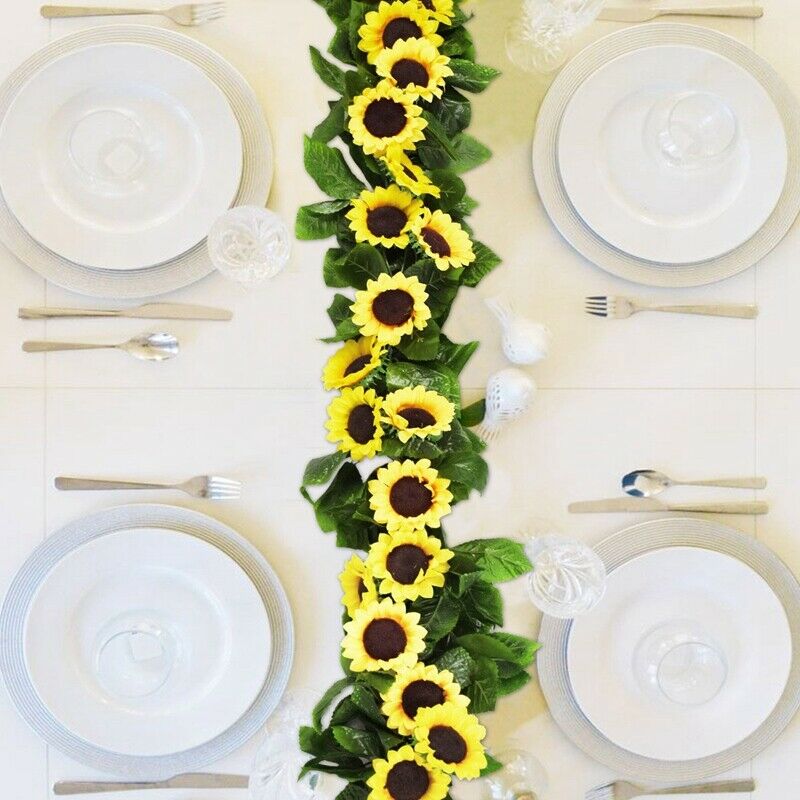 2 Pack Artificial Sunflower Garland Silk Sunflower Vine Artificial Flowers WitZ6