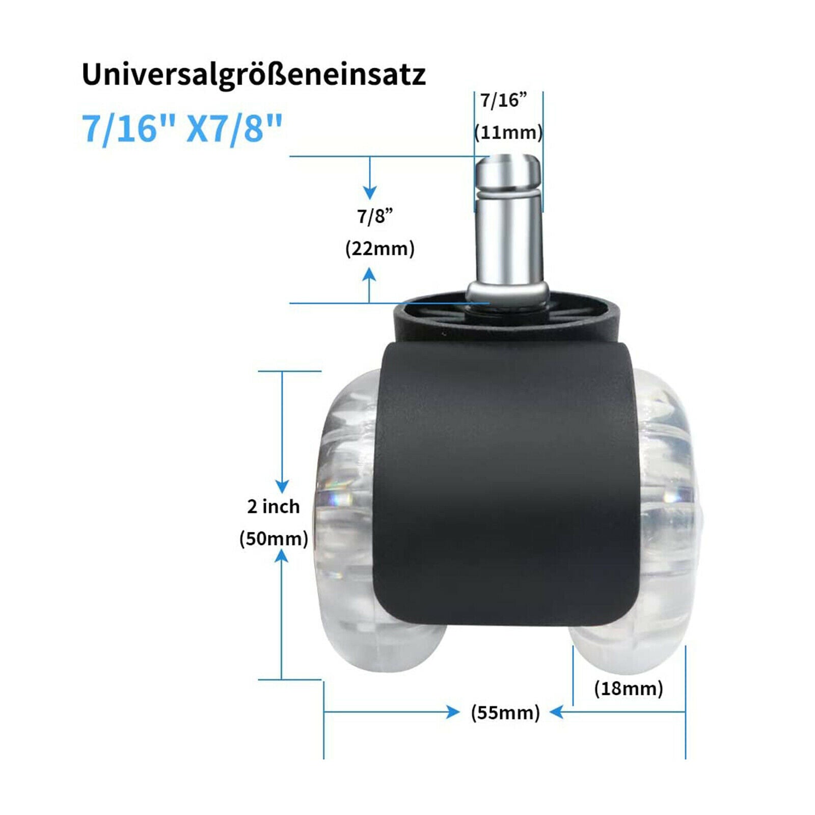 5 Pieces Computer Office Chair Soft Caster Wheels Universal Floor Roller
