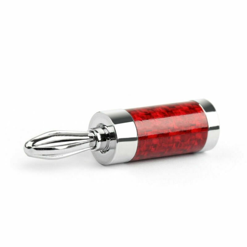 1Pair HIFI Rhodium Plated Carbon Fiber Speaker Cable Banana Terminal Plug B/R