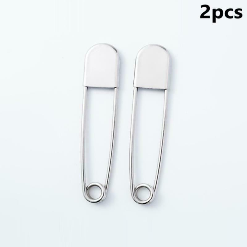 2 Pcs Safety Pins Sewing Tools Large Stainless Steel Clasp Knitted Fabric Cra JD